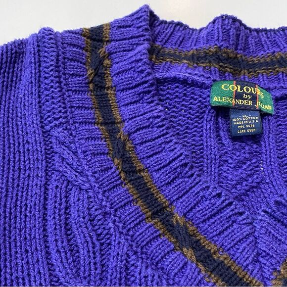 Vintage Colours By Alexander Julian Abstract Chunky Knit Sweater Men's Size XL - Picture 3 of 13